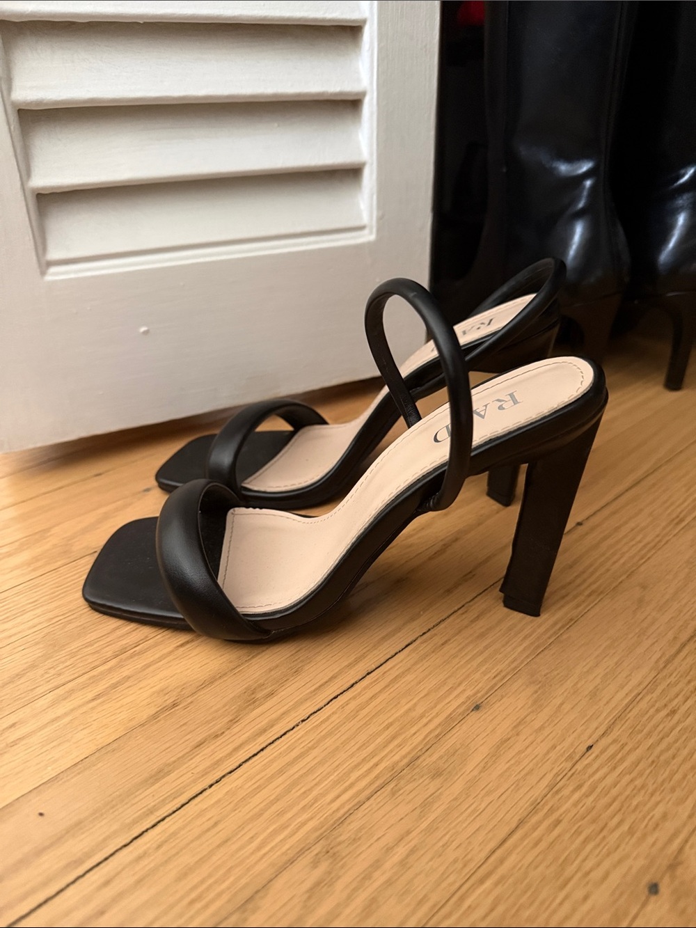 Raid Black Square-Toe Strappy Block Heel Sandals. Never worn